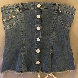 Denim Tube Top with Back Lace